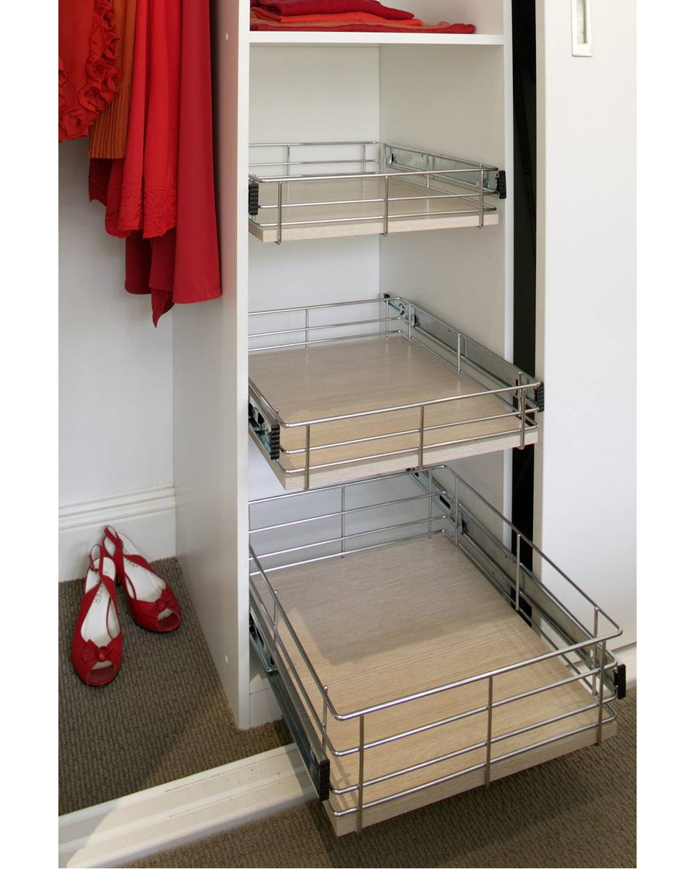 Tansel Wardrobe Pull Out Drawers with Slides L 696 x 100 x W 485 mm