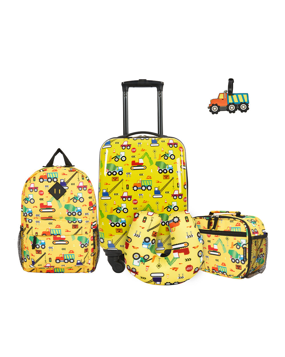 Travelers Club 5 Pieces Kids Luggage Set with 360° 4 Wheel Spinner System Car
