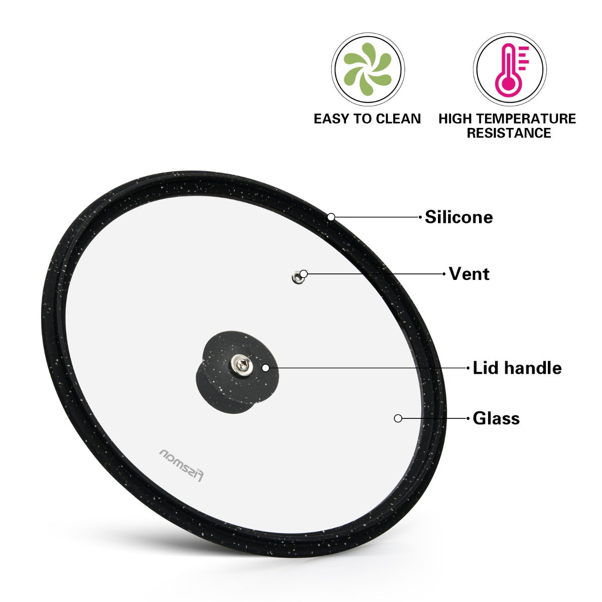 Fissman Lid Arcades 24 cm Black Marble Silicone Rim