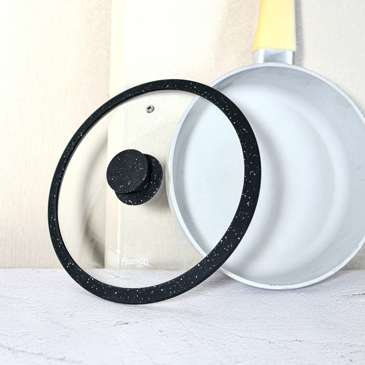 Fissman Lid Arcades 28 cm Black Marble Silicone Rim