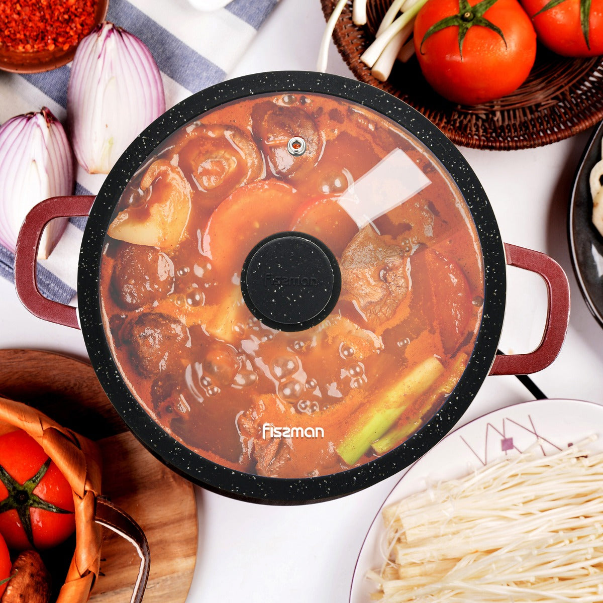 Fissman Lid Arcades 24 cm Black Marble Silicone Rim