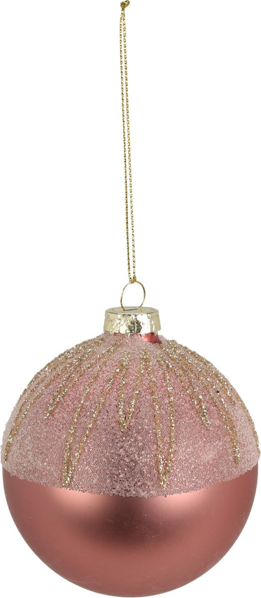 Homesmiths Christmas Ball Glass Zigzag With Glitter 8mm