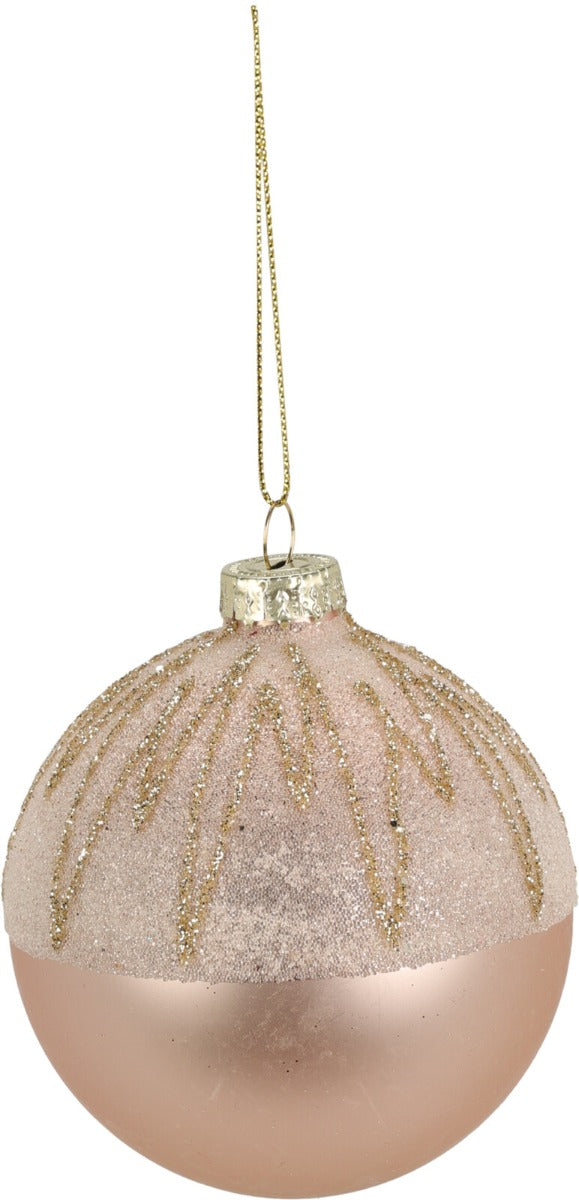 Homesmiths Christmas Ball Glass Zigzag With Glitter 8mm