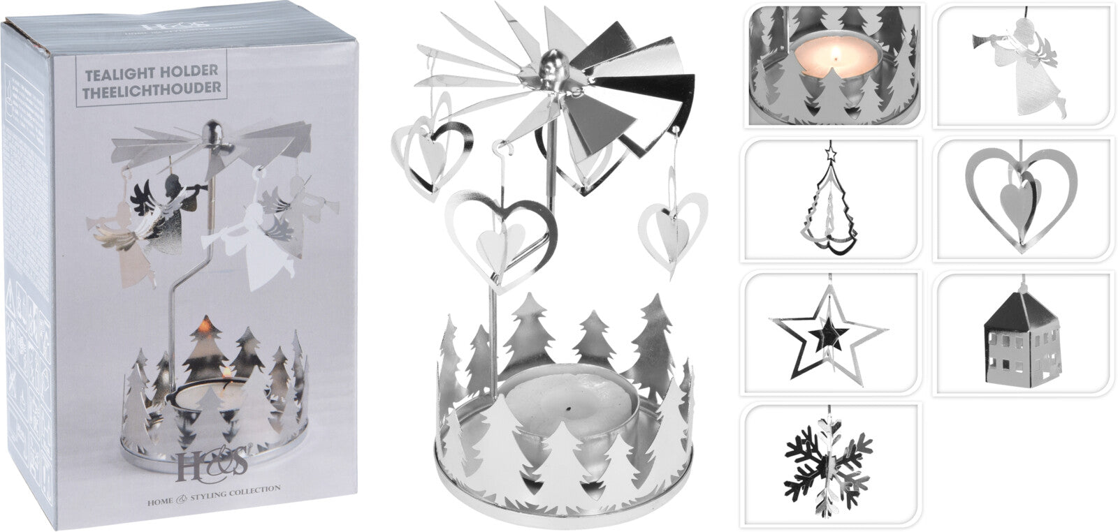 Homesmiths Tealight Holder Carousel Silver