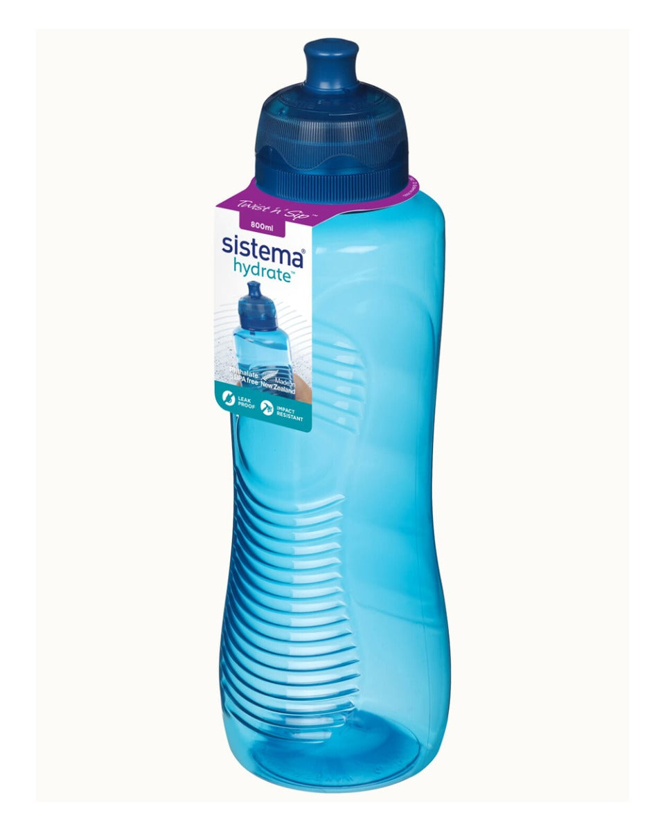 Sistema 800 ml Blue Gripper Water Bottle
