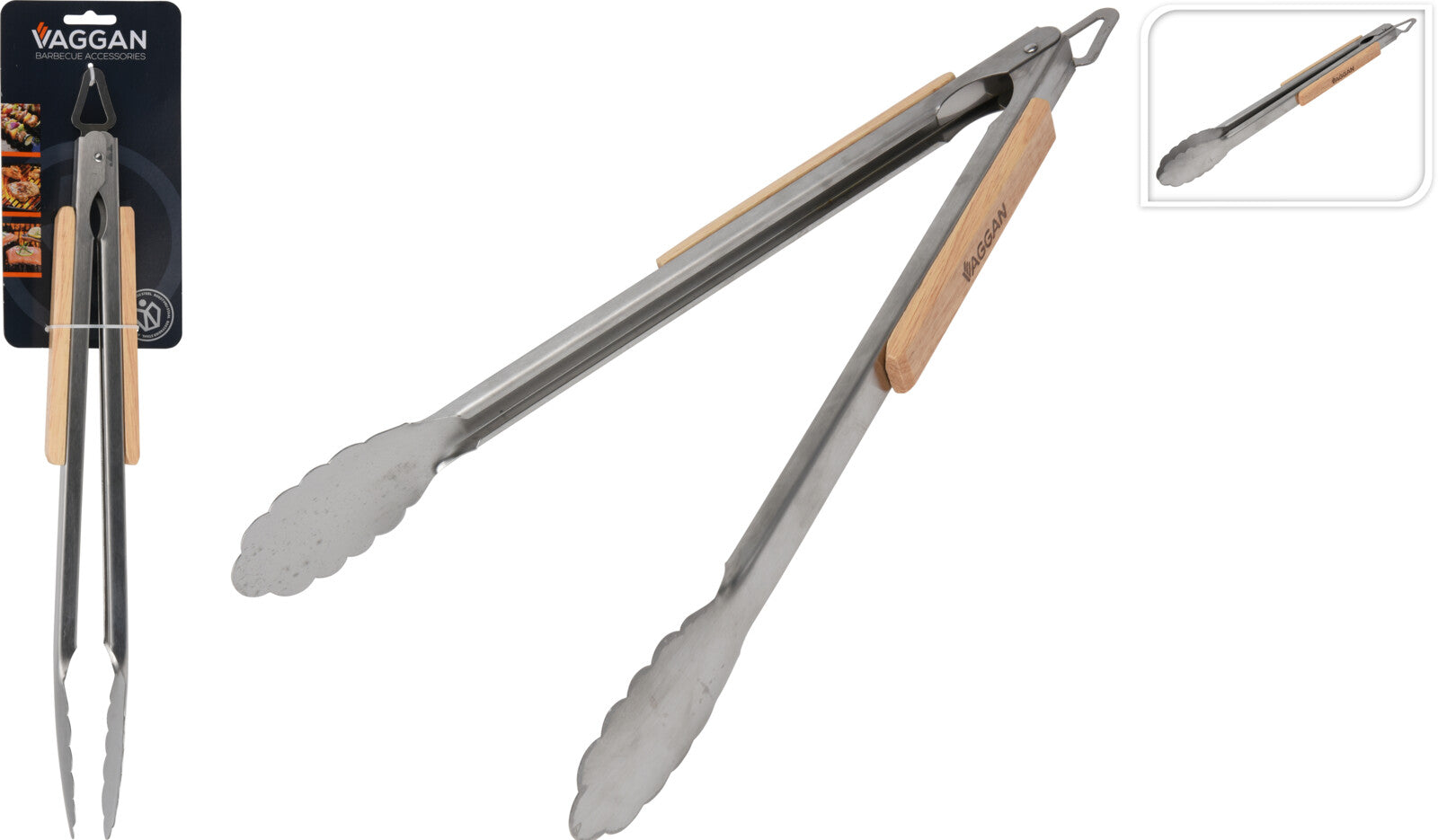 Homesmiths BBQ Tongs Steel Bamboo 45cm