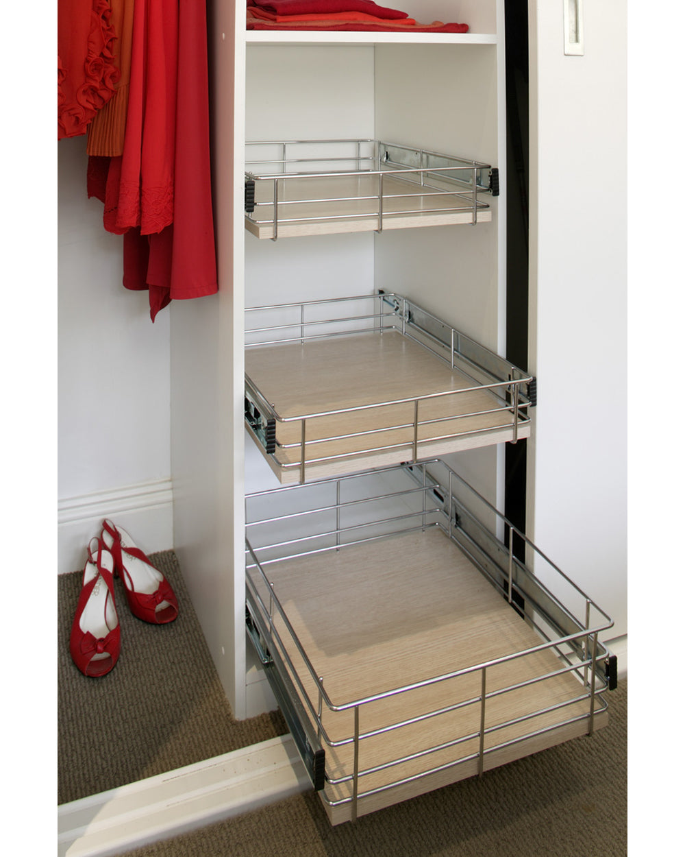 Tansel Wardrobe Pull Out Drawers with Slides L 396 x H 100 x W 485 mm