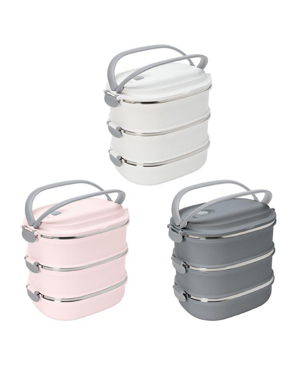 Simplify 70oz Oblong 3 Tier Stainless Steel Insulated Lunch Box Assorted 1 Pieces