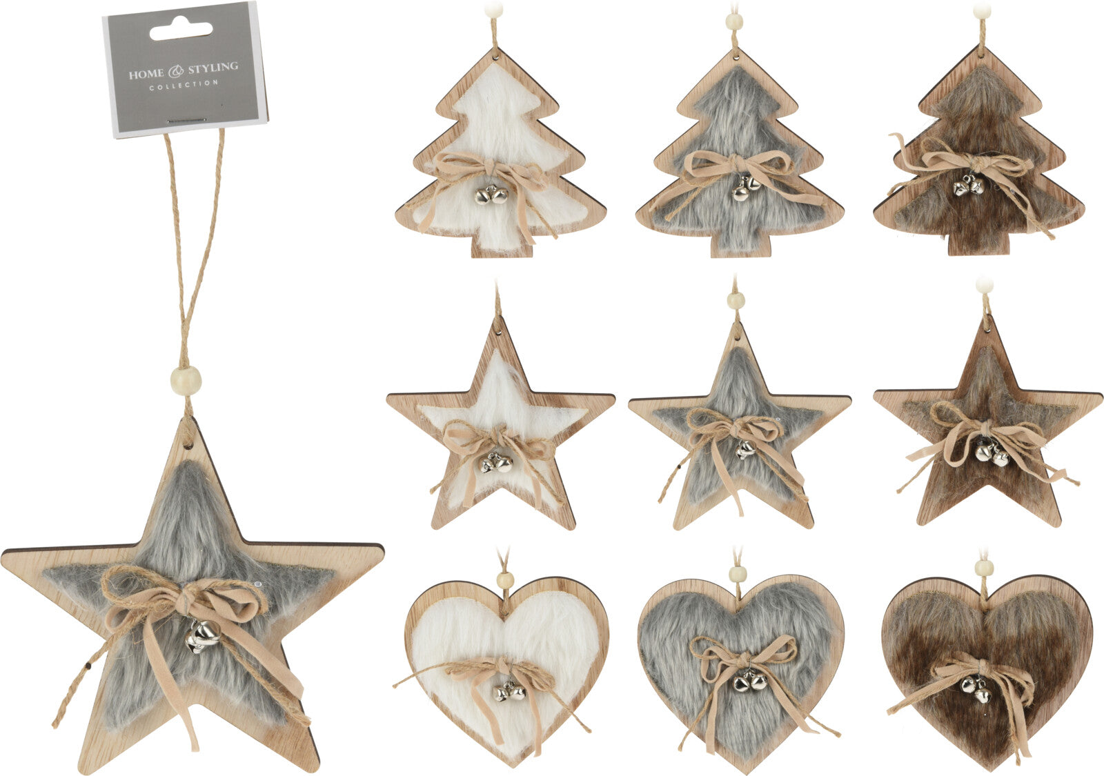 Homesmiths Hang deco Wood 9cm Assorted Design Pack of 1