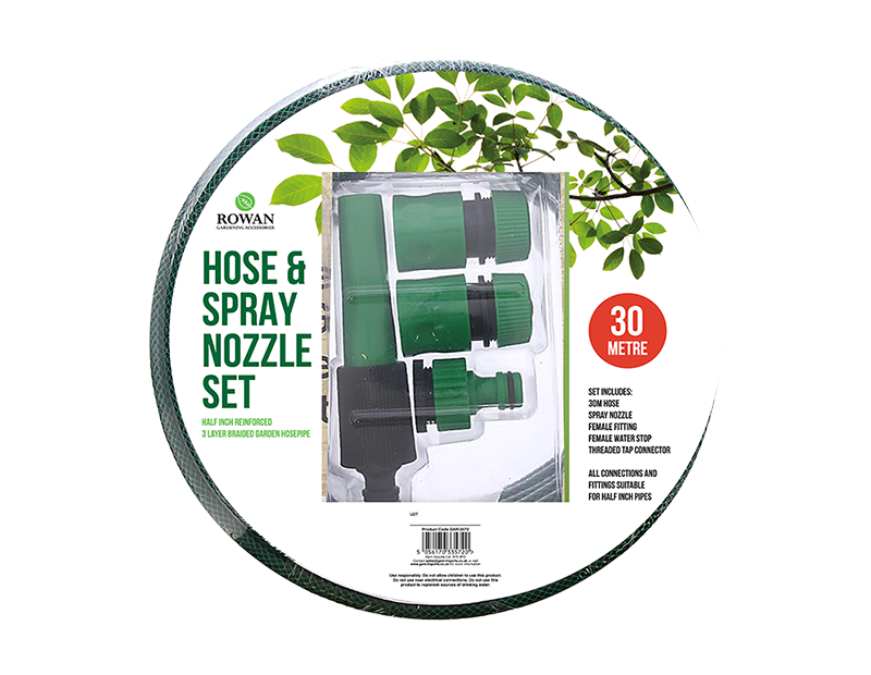 Rowan 30m Hose & Spray Nozzle Set