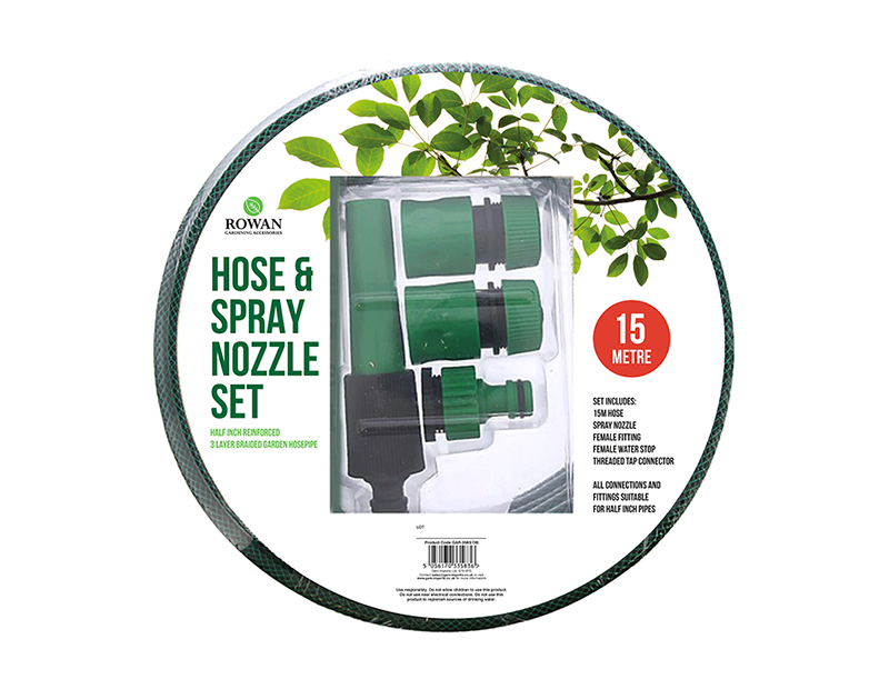 Rowan 15m Hose and Nozzle Spray Set
