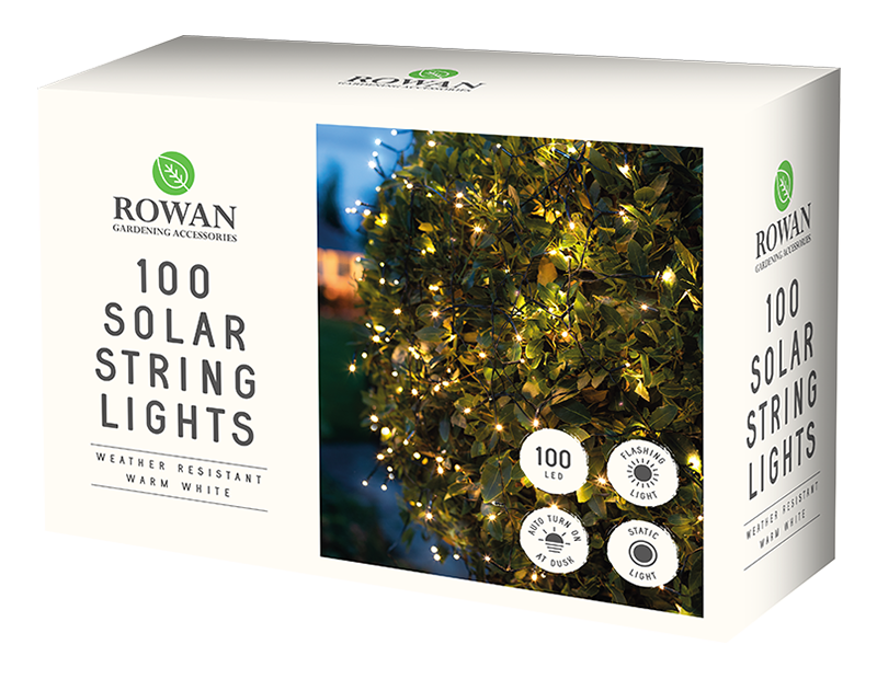Rowan 100 LED Solar String Lights Warm White