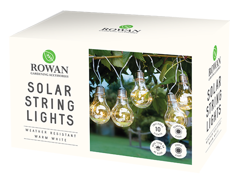Rowan 10 Solar Light Bulb String Lights Warm White