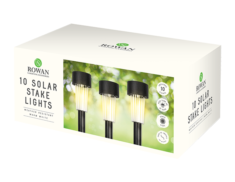 Rowan 10 Solar Black Stake Lights Warm White
