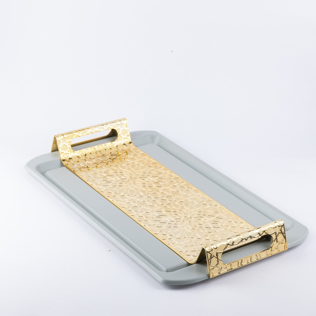 Otantik Asalah Iron Serving Tray Grey Gold
