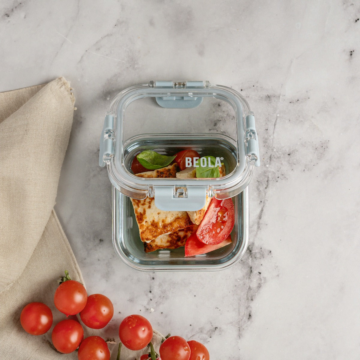 Beola Set Of 2 Glass Food Storage Containers With Silicone Protective Sleeve, 320Ml Lava Gray