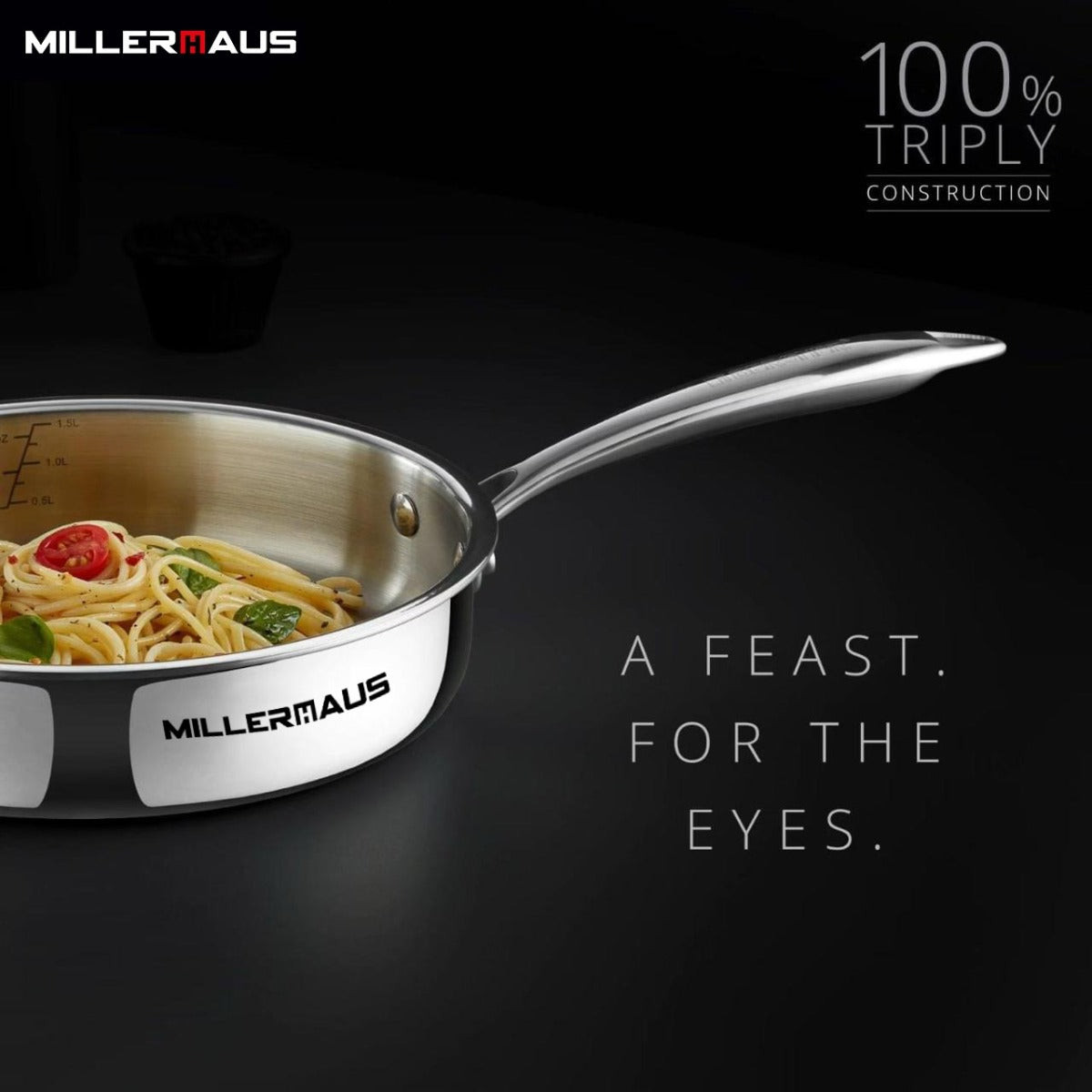 Millerhaus Triply Saute Pan With Lid 26 cm