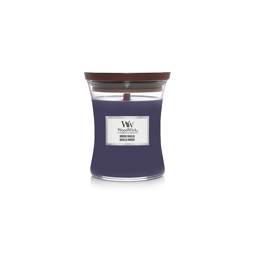 Woodwick Medium Hourglass Candle Hinoki Dahlia