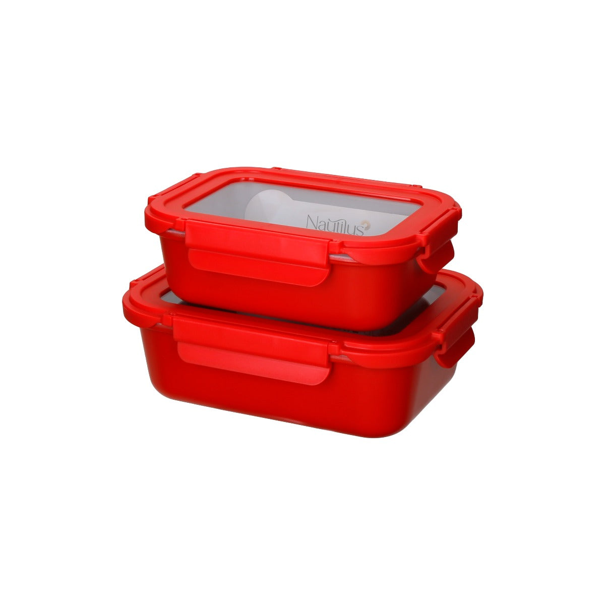 Nautilus Red Color Rectangle Borosilicate Glass Container With Glass LID