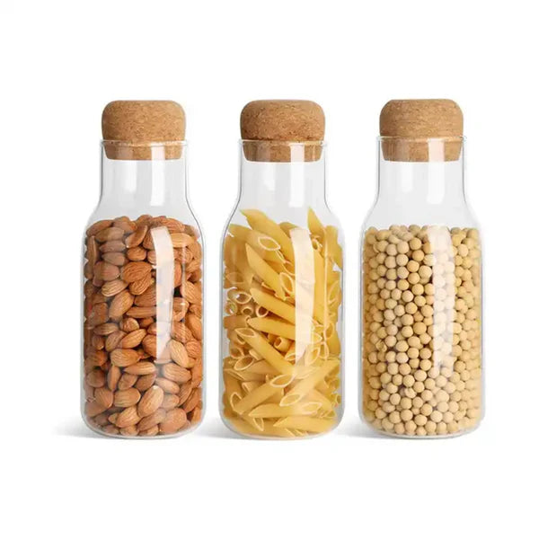 1Chase Borosilicate Glass Storage Jar with Cork Lid 750 ML 1 Piece