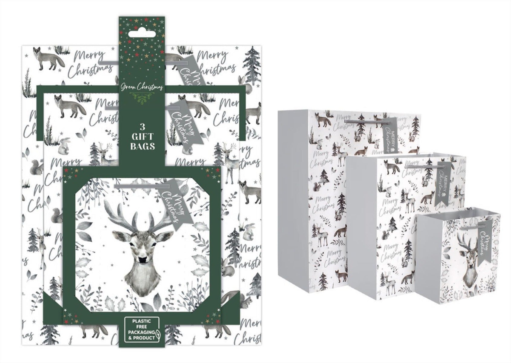 HSR Eco Silver Deer Gift Bags Pack of 3