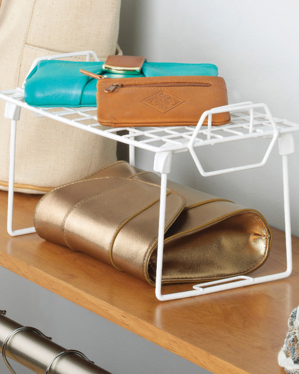 Whitmor Grid Stacking Shelf Small White