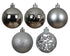 Homesmiths Baubles Shatterproof Shiny Matt Mix Silver 6cm