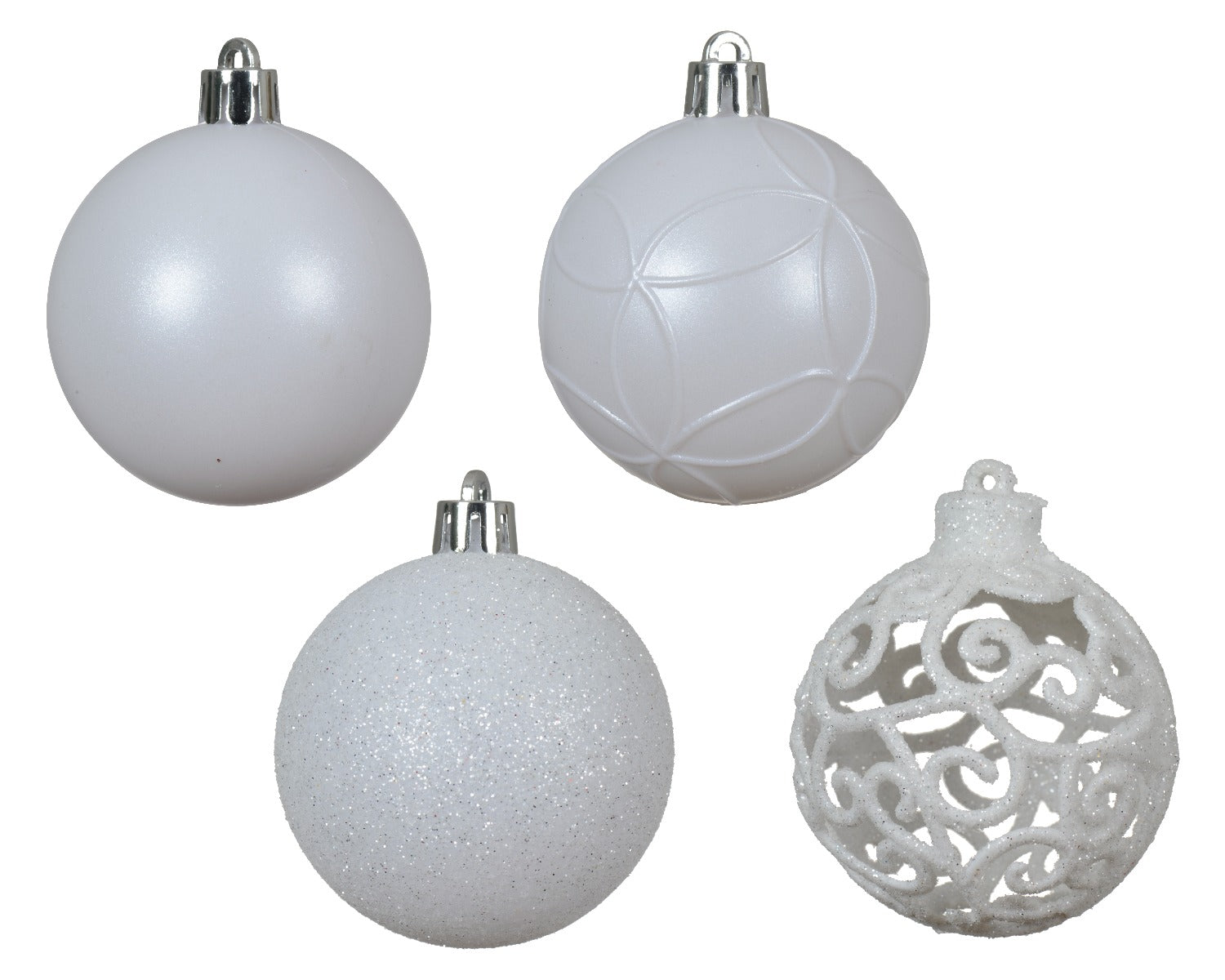 Homesmiths Baubles Shatterproof Shiny Matt Mix Winter White 6cm