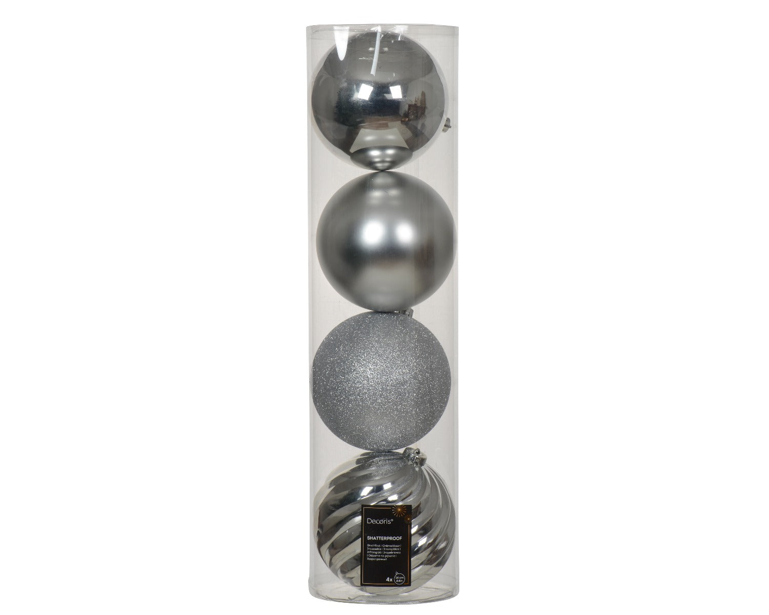 Homesmiths Bauble Shatterproof Gloss Matt Shiny Mould Mix Silver 14cm