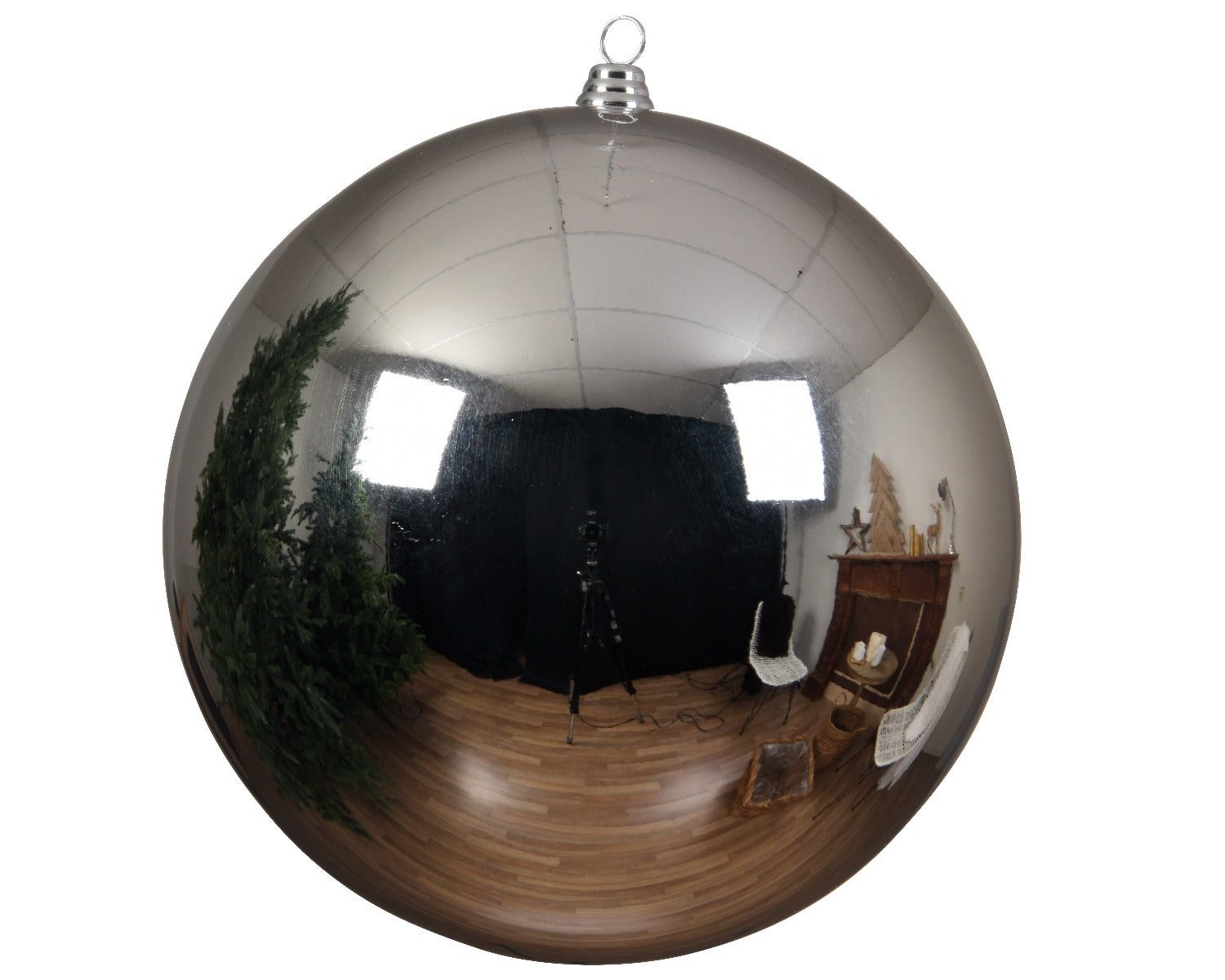 Homesmiths Christmas Baubles Shatterproof Shiny Silver 20cm