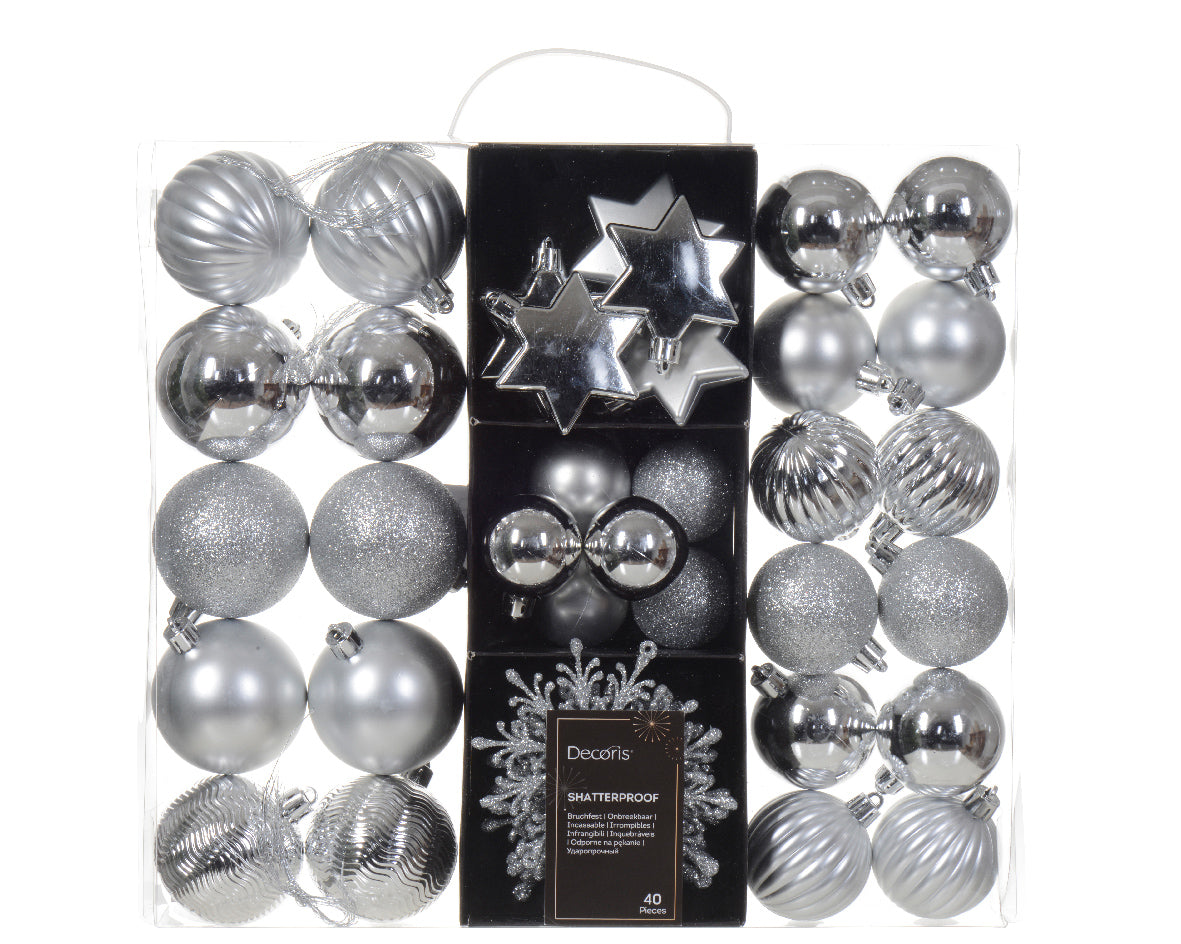 Homesmiths Mix Shatterproof Shiny Matt Glitter Mould Mix Silver 6cm