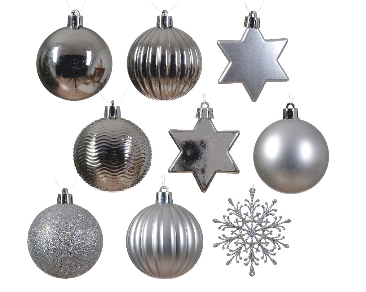Homesmiths Mix Shatterproof Shiny Matt Glitter Mould Mix Silver 6cm