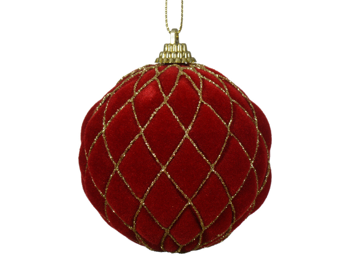 Homesmiths Bauble Plastic With Gold Glitters Red 8cm