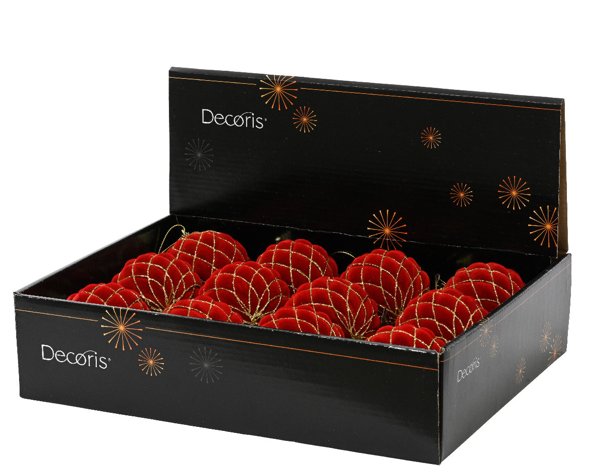 Homesmiths Bauble Plastic With Gold Glitters Red 8cm