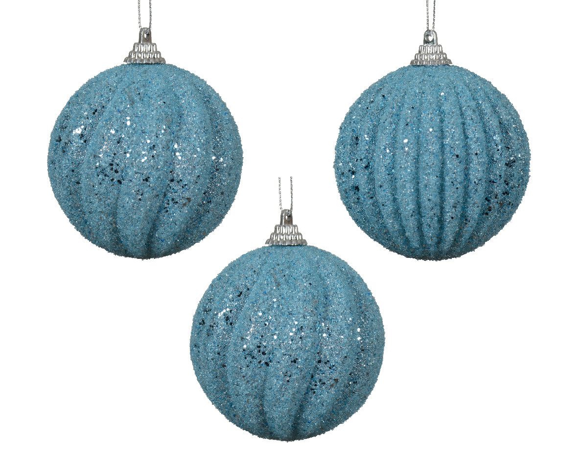 Homesmiths Bauble Foam With Beads And Glitters Blue Ice 8cm
