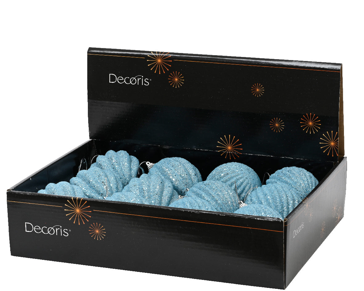 Homesmiths Bauble Foam With Beads And Glitters Blue Ice 8cm