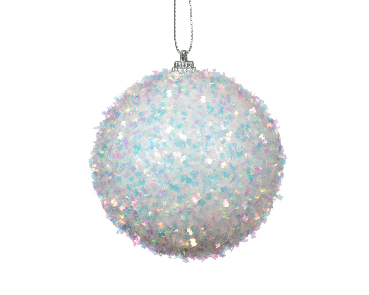 Homesmiths Bauble Foam Sequins Winter Whiter 8cm