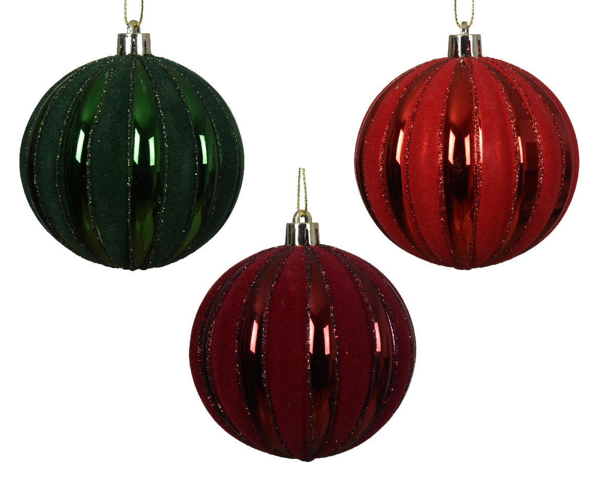Homesmiths Baubles Shatterproof Flock Gloss Assorted 8cm