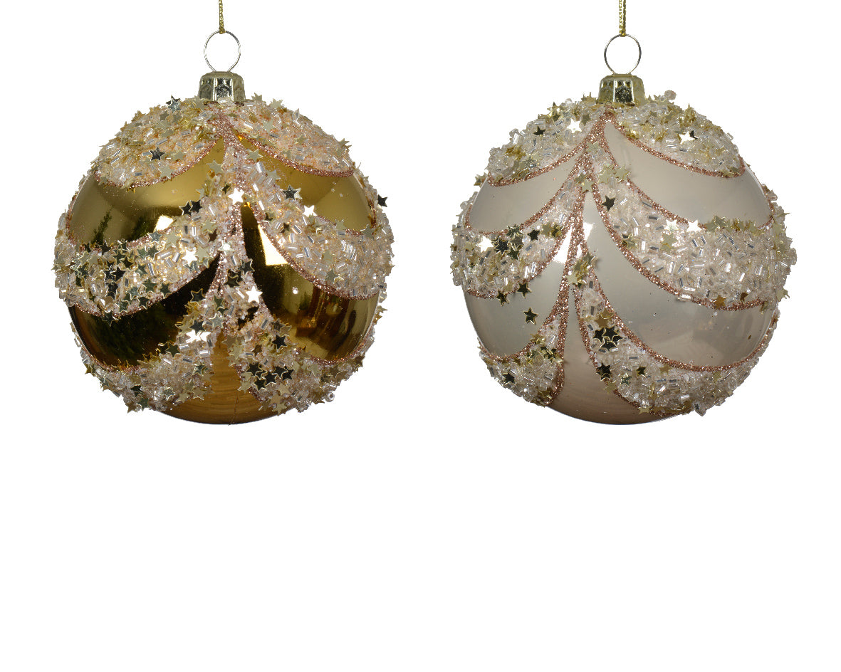 Homesmiths Baubles Shatterproof Assorted Gold & Pearl 8cm