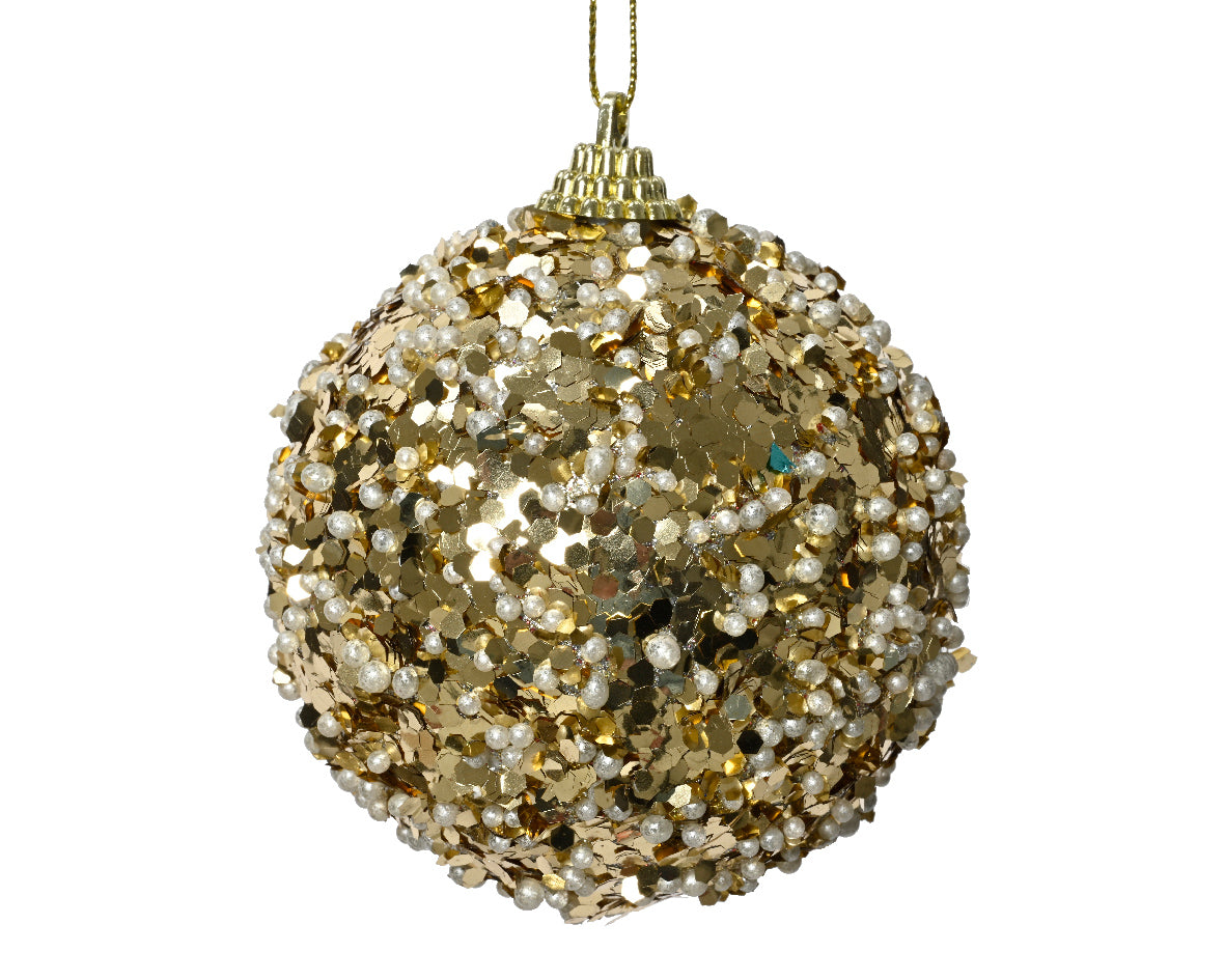 Homesmiths Bauble Foam Beads And Sequins Gold 8cm