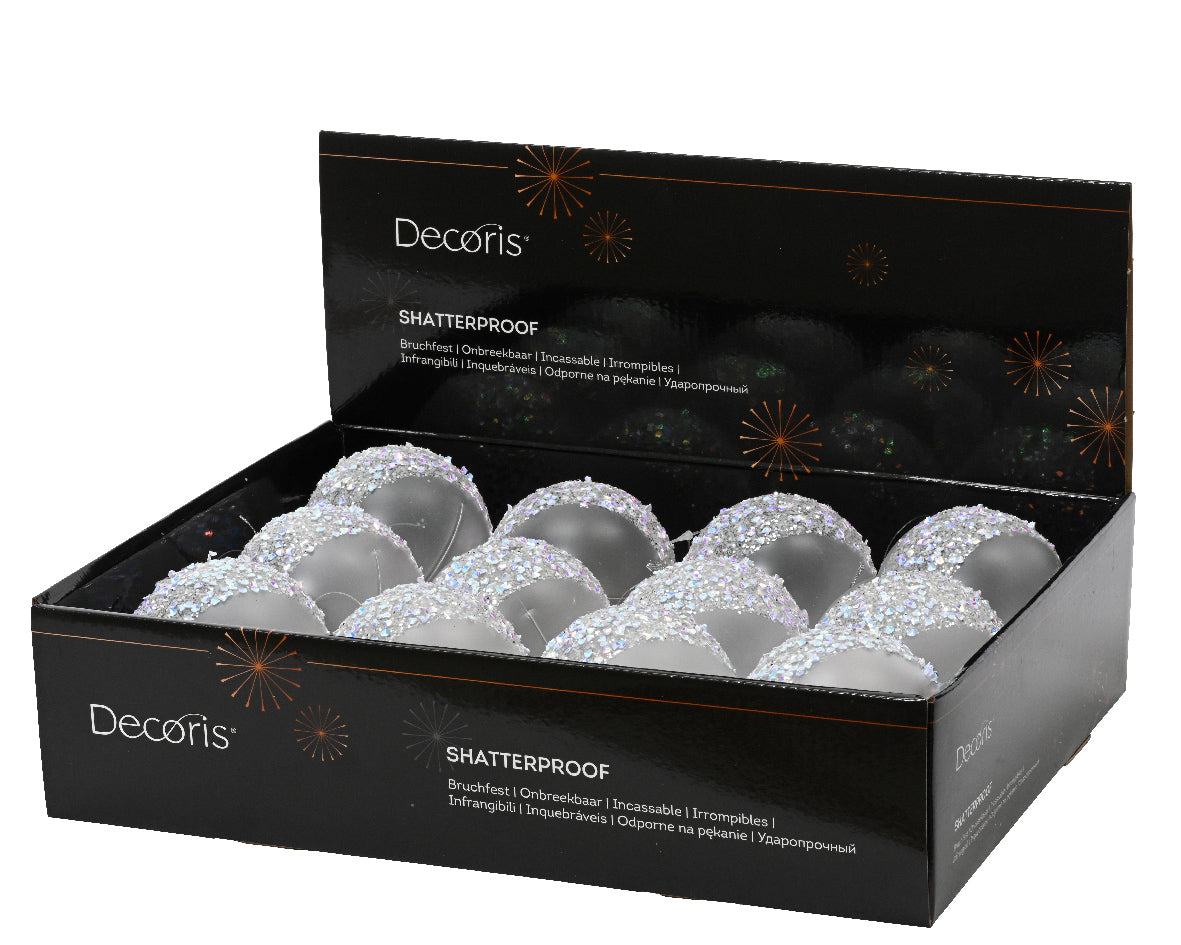 Homesmiths Bauble Shatterproof Matt Sequins Transparent 8cm