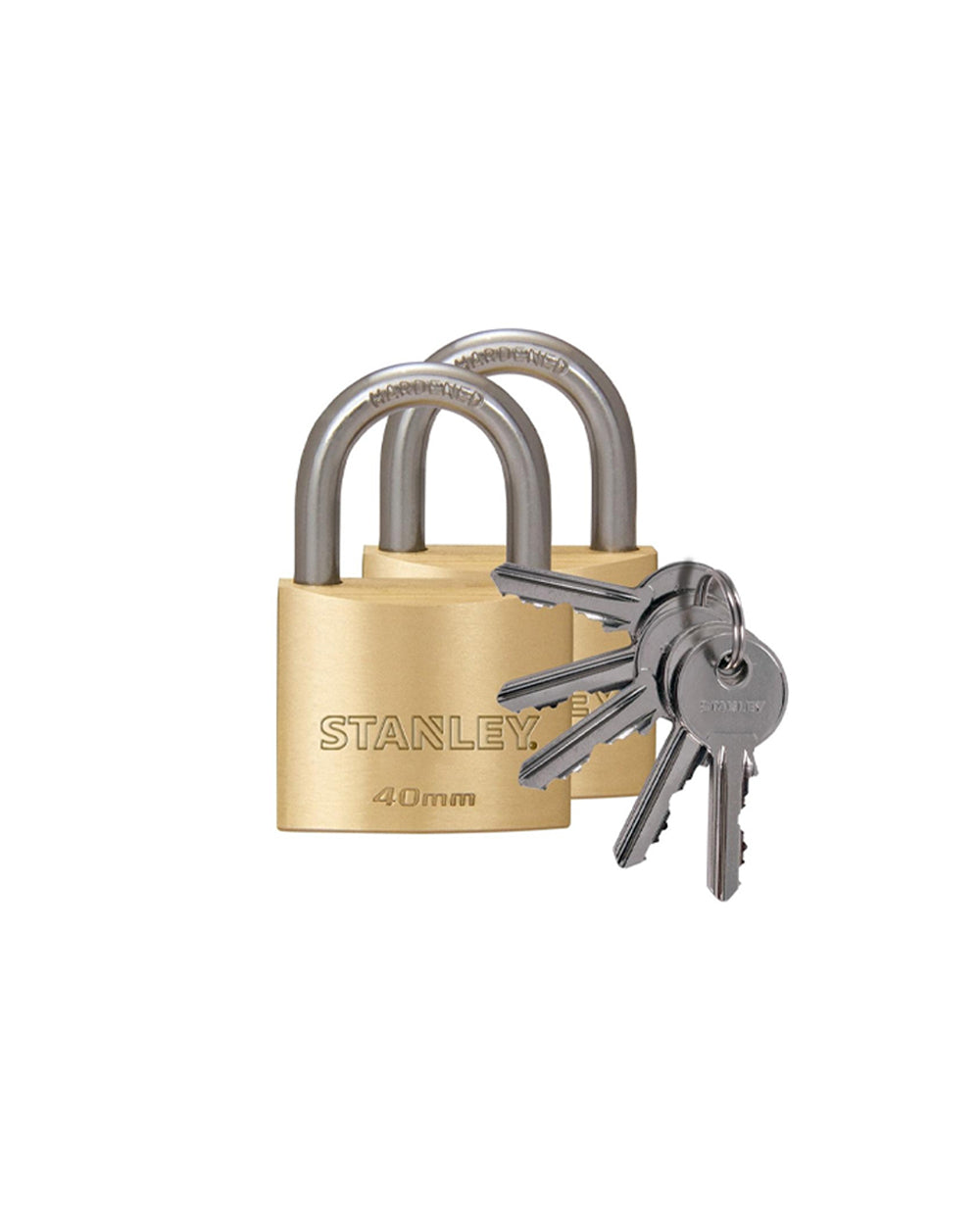 Stanley Brass Padlock 40mm Standard Shackle Set of 2 By Homesmiths