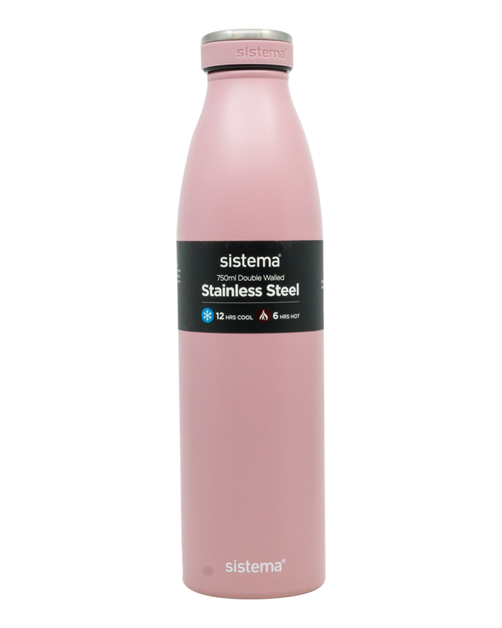 Sistema Stainless Steel Water Bottle Pink 750ML