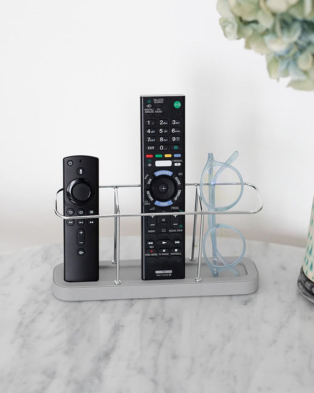 Stackers 3 Section Remote Control Holder Pebble Grey & Chrome