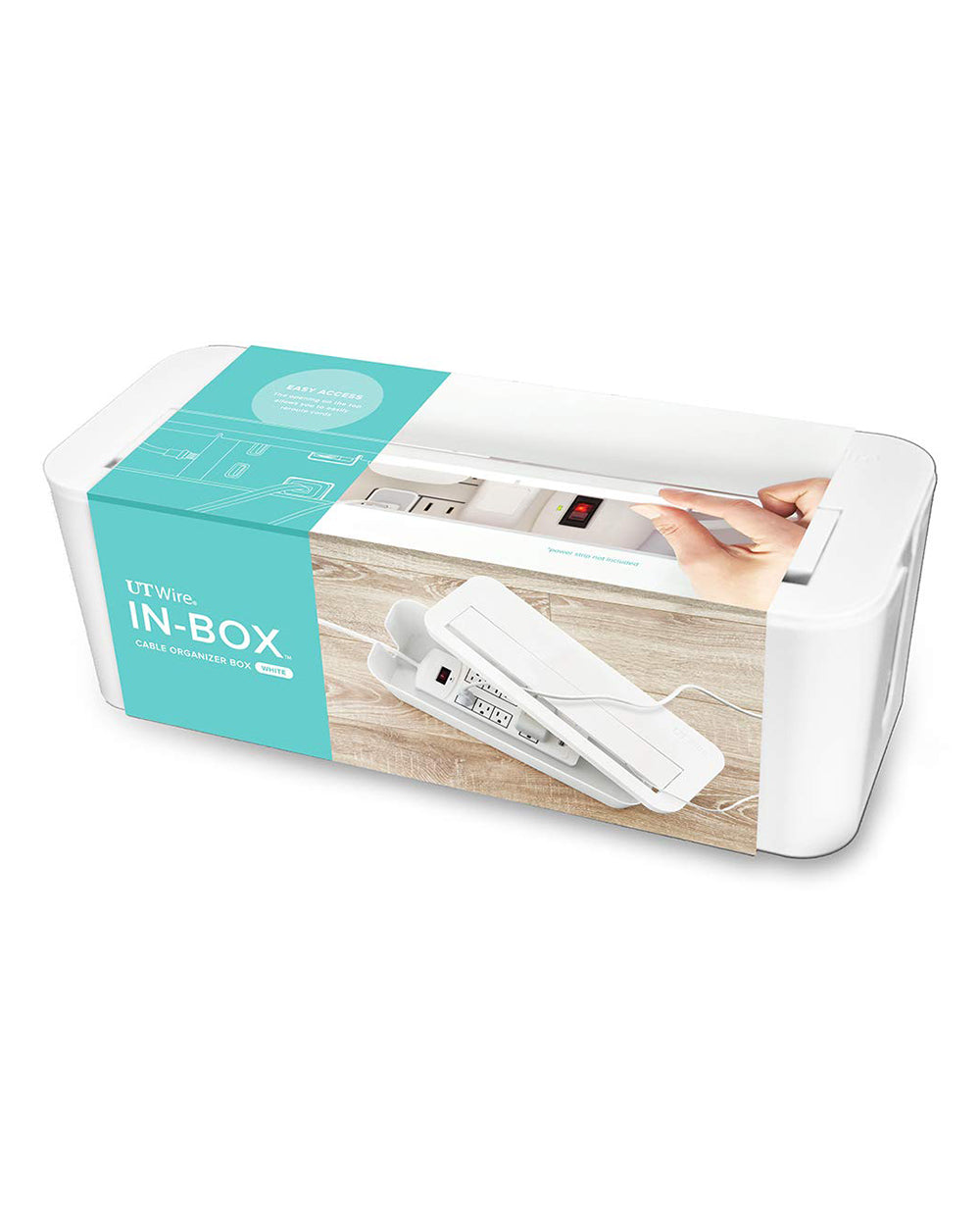 UTW In-Box Cable Organizer Under Desk White