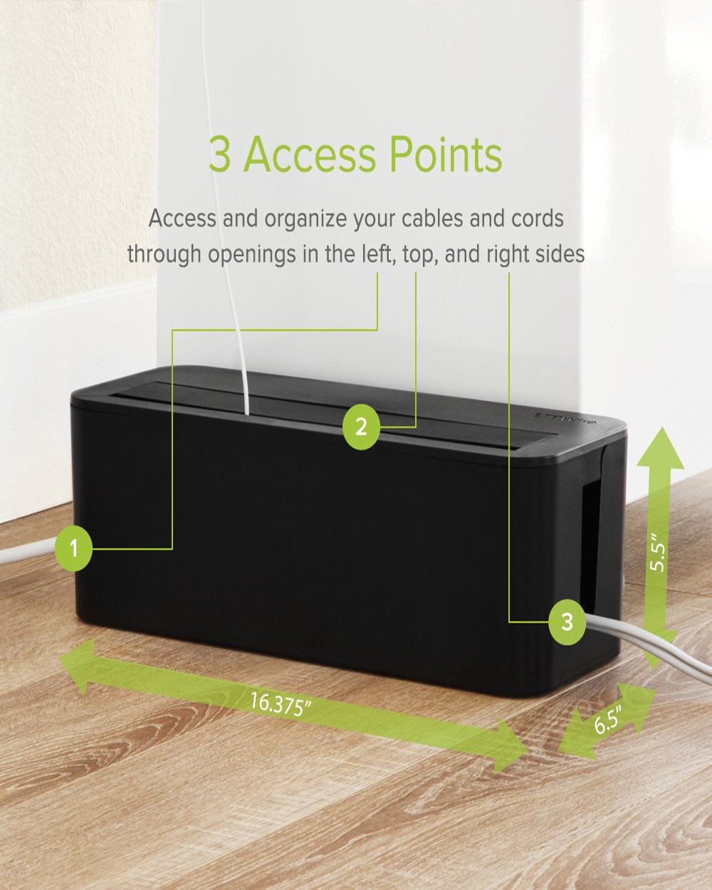 UTW In-Box Cable Organizer Under Desk Black