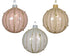 Homesmiths Bauble Glass Transparent Enamel Vertical Glitter Line Assorted Color 8cm