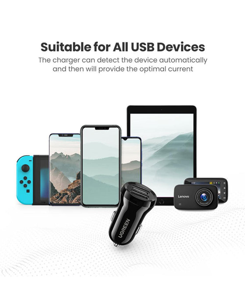 UGREEN Dual USB-A 24W Car Charger Black