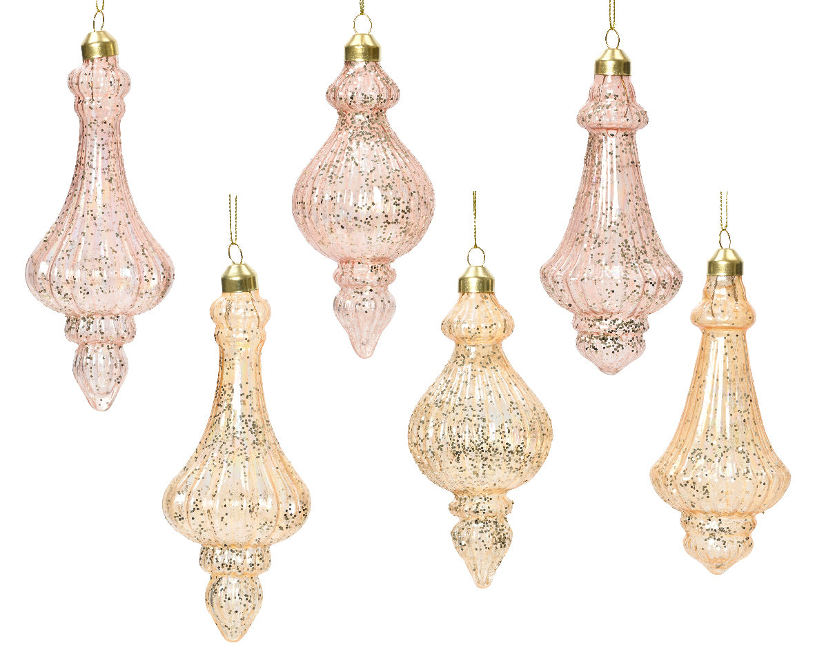Homesmiths Ornament Glass Clear Iris Finish With Glitter Assorted