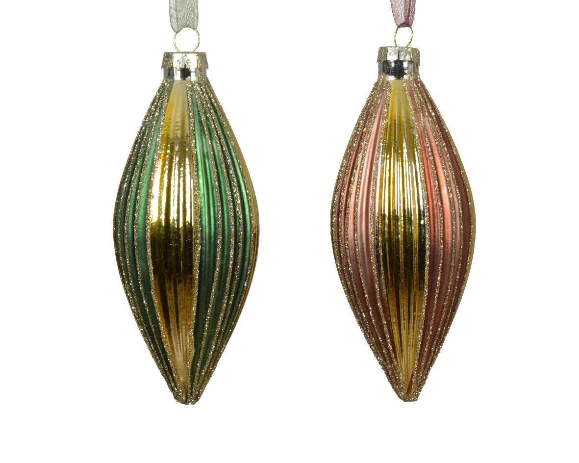 Homesmiths Olive Glass Silver Inside With Shiny With Gold Glitter Lines 5cm